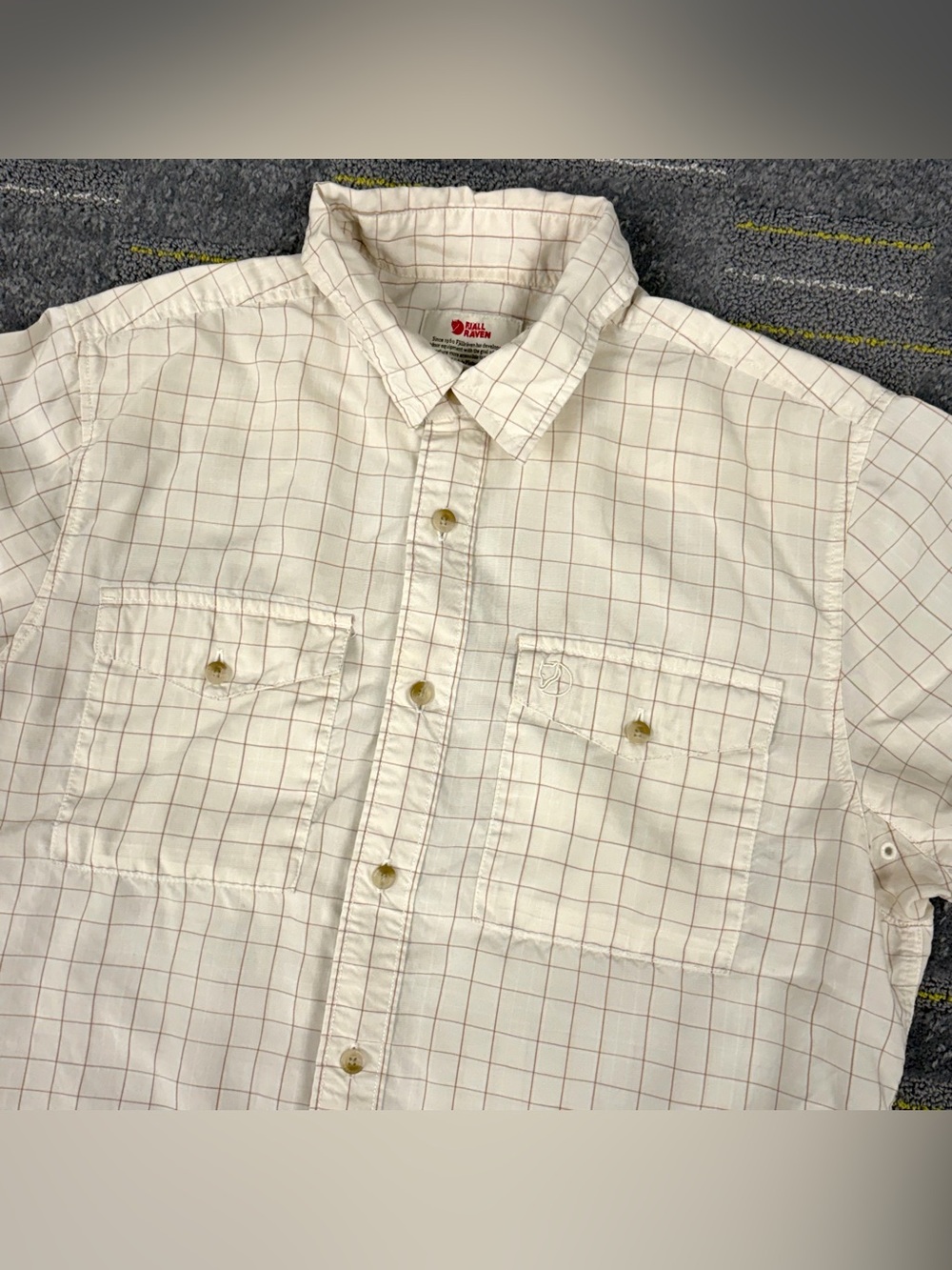 FJALLRAVEN Abisko Cool Shirt Mens Medium Short Sleeve Beige Lyocell Outdoors